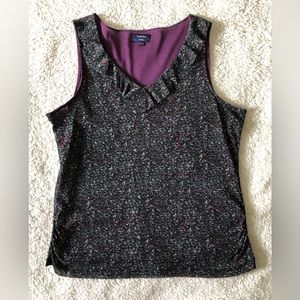 Purple Tank Blouse with Ruffled Neckline